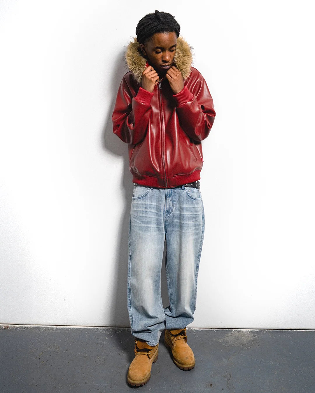 99BASED Al Capone Leather Jacket Red