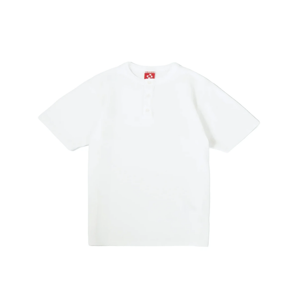 99BASED Daily Slim Button Up Waffle T-Shirt White