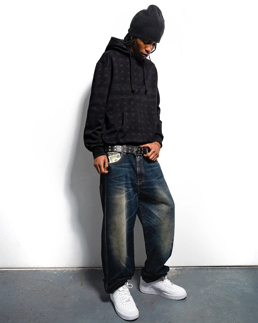 99BASED Paisley Hoodie Black