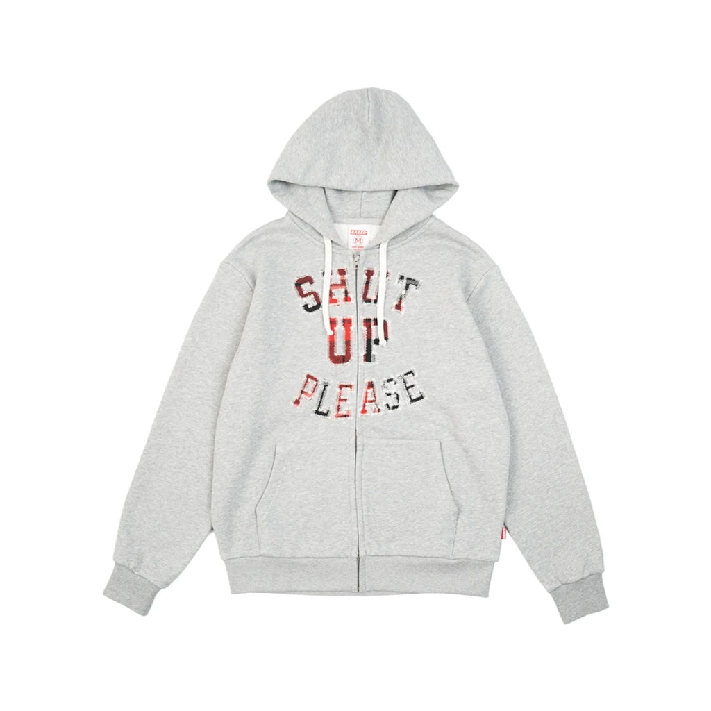 99BASED Shut Up Zip Hoodie Dark Grey Melange