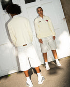 99BASED Plaid Denim Shorts Plaid White