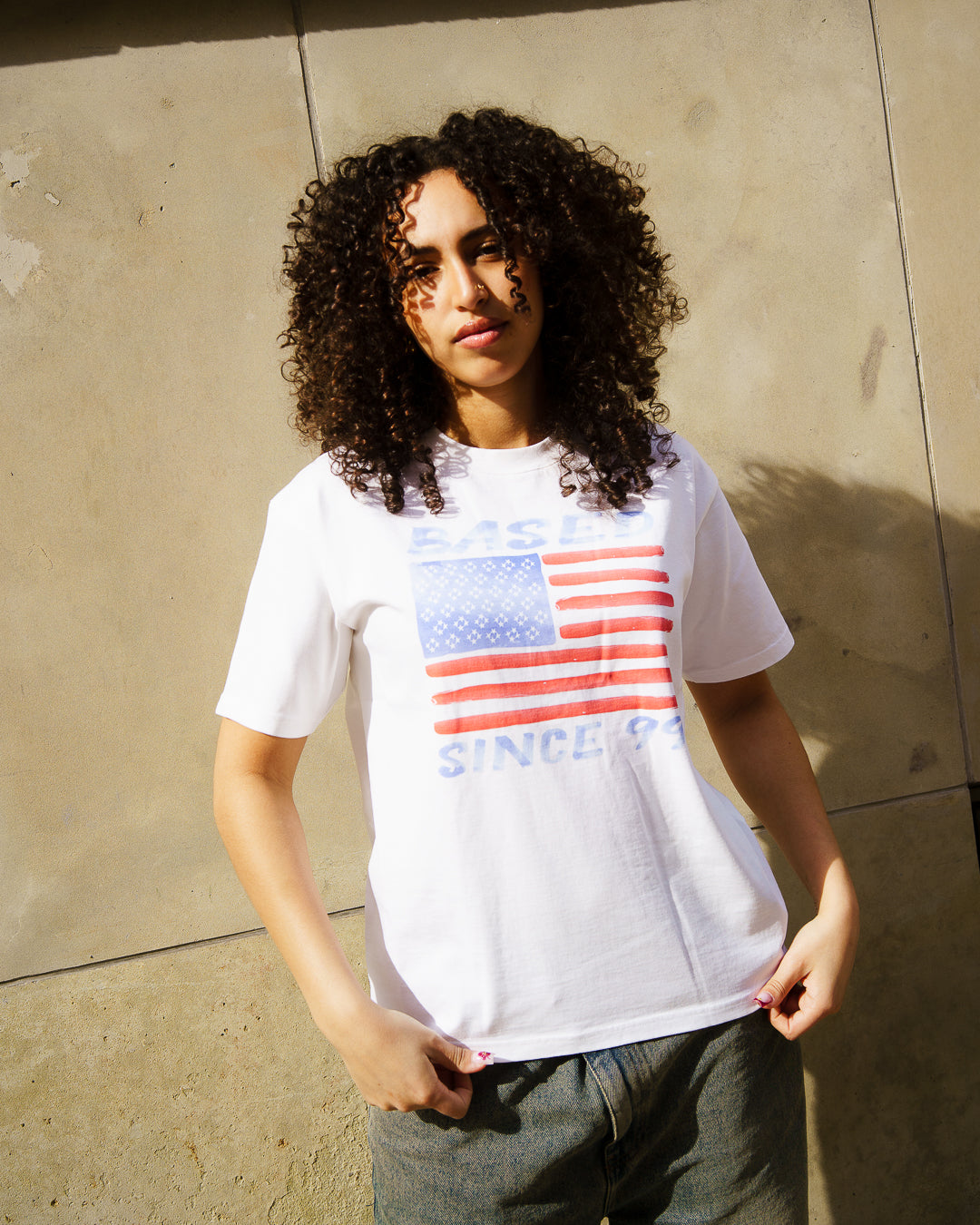 99BASED Watercolour Flag T-Shirt White