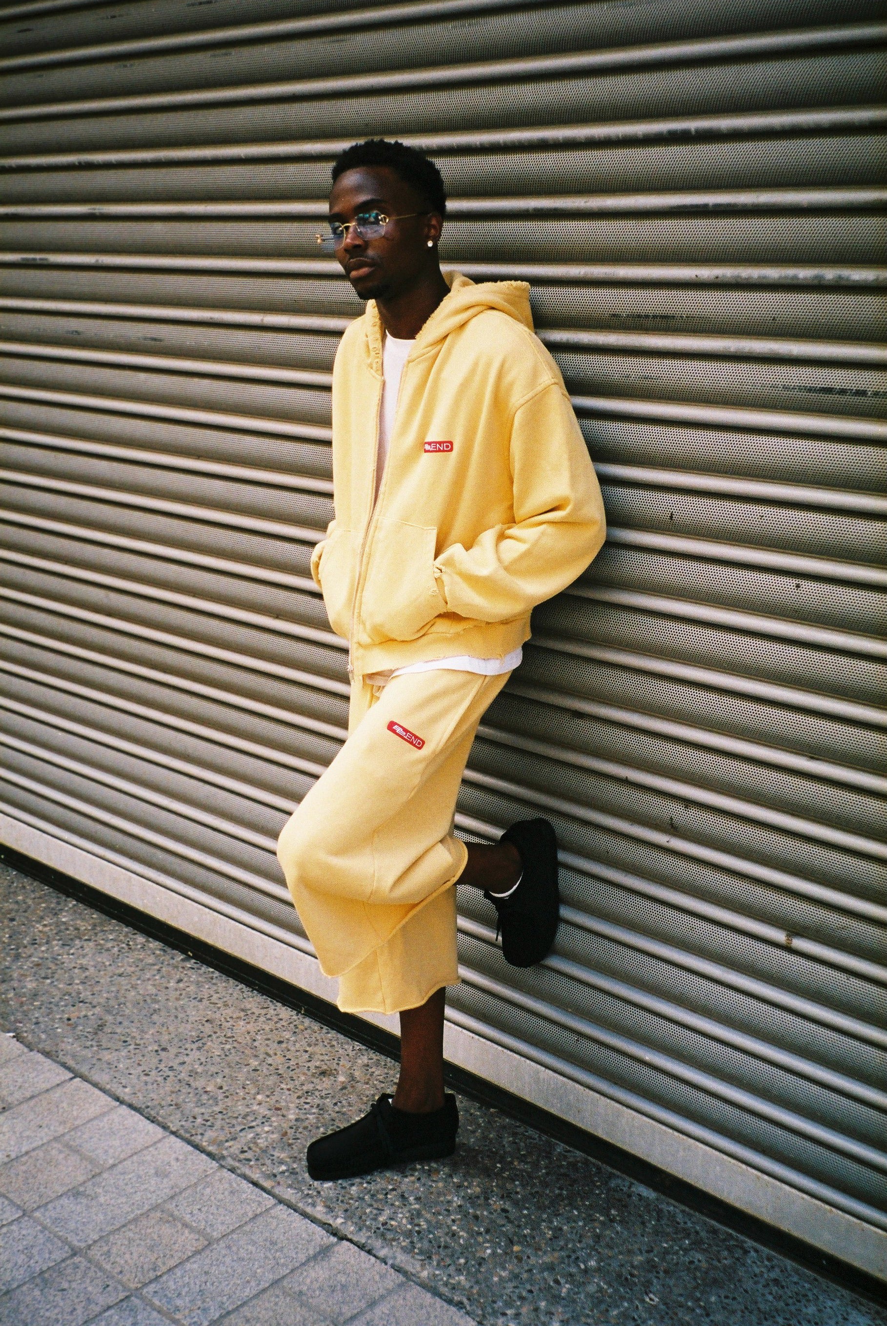 BORN BY END Oversized Crop Zip Up Yellow
