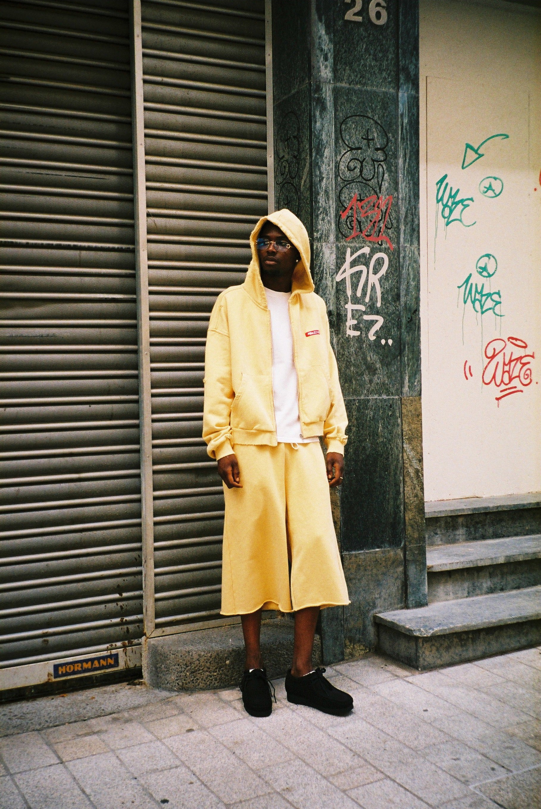 BORN BY END Oversized Crop Zip Up Yellow