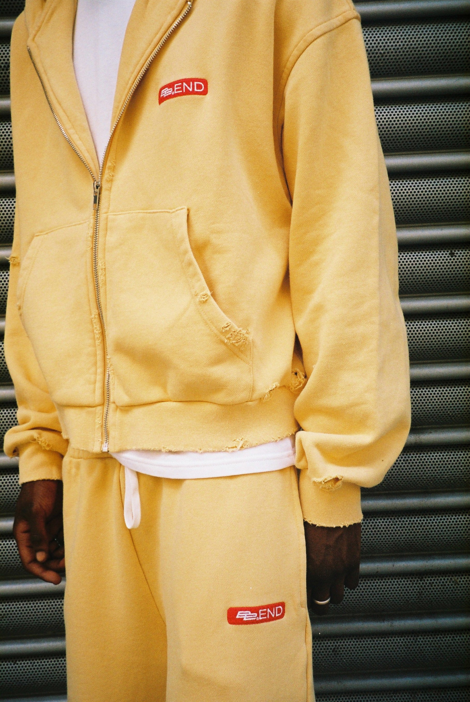 BORN BY END Oversized Crop Zip Up Yellow