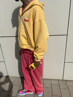 BORN BY END Oversized Crop Zip Up Yellow