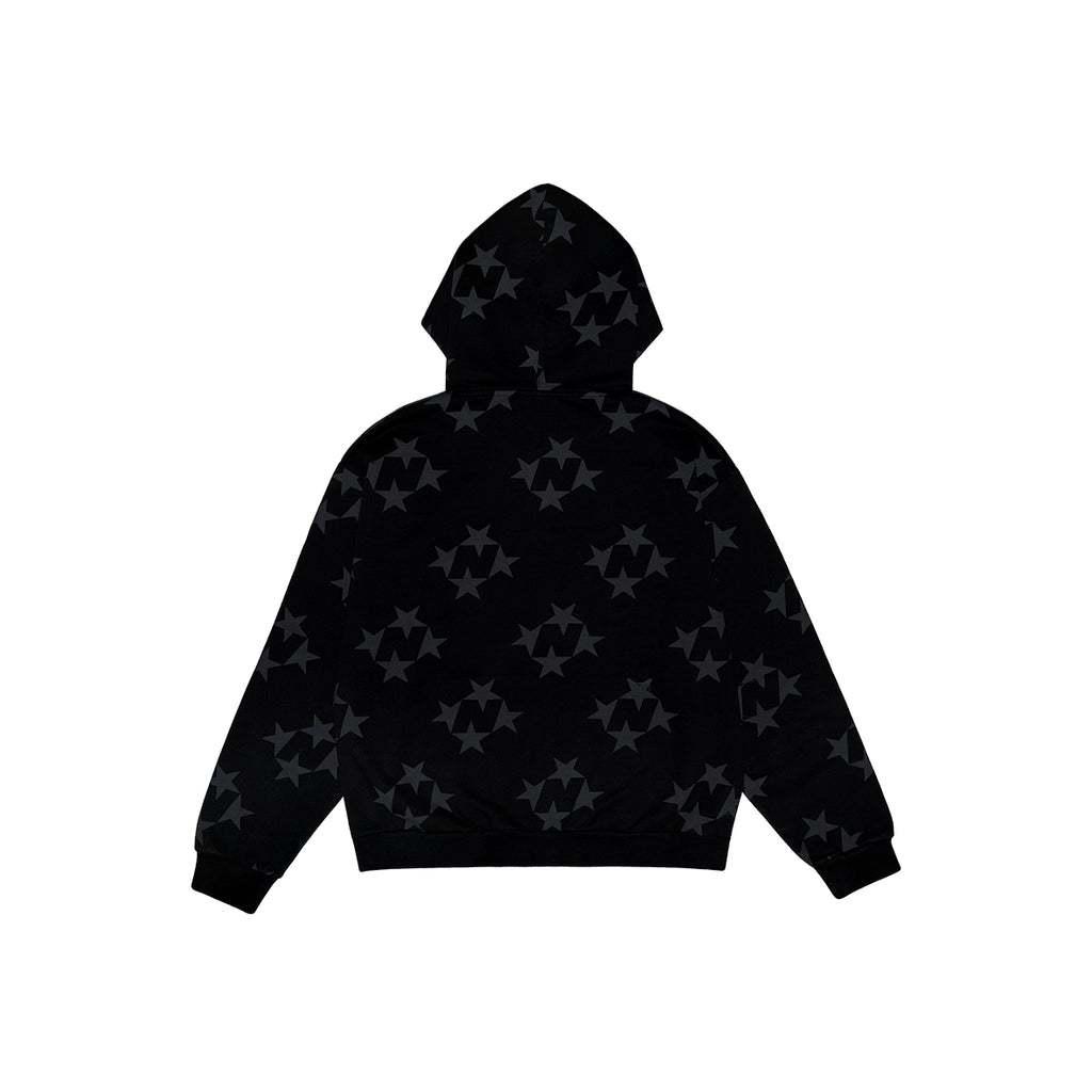 99BASED Tonal Monogram Zip Hoodie Black