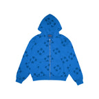 99BASED Tonal Monogram Zip Hoodie Blue