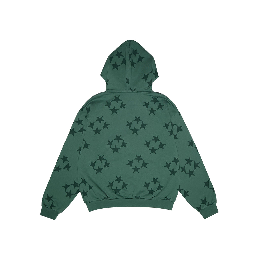99BASED Tonal Monogram Zip Hoodie Green