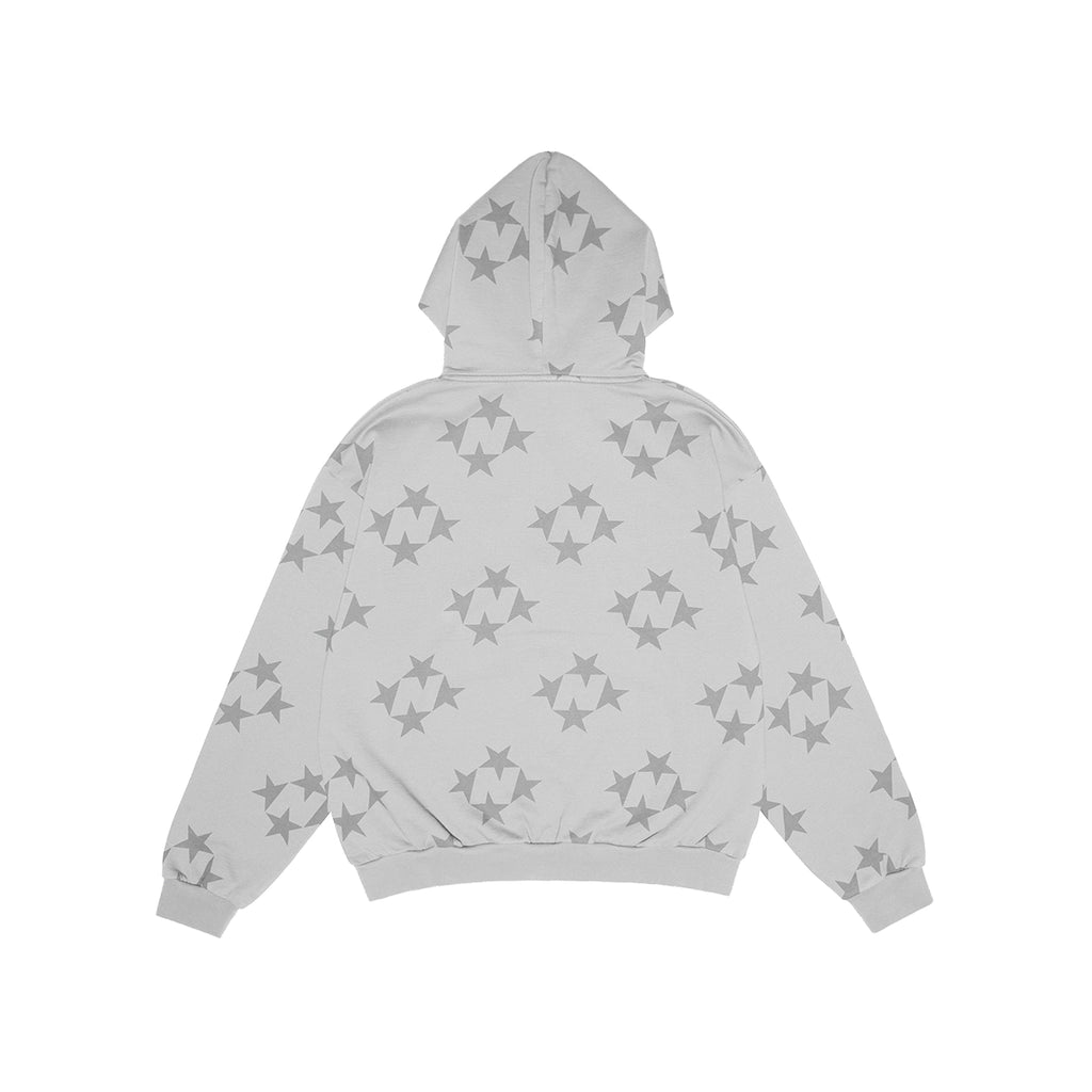 99BASED Tonal Monogram Zip Hoodie Grey