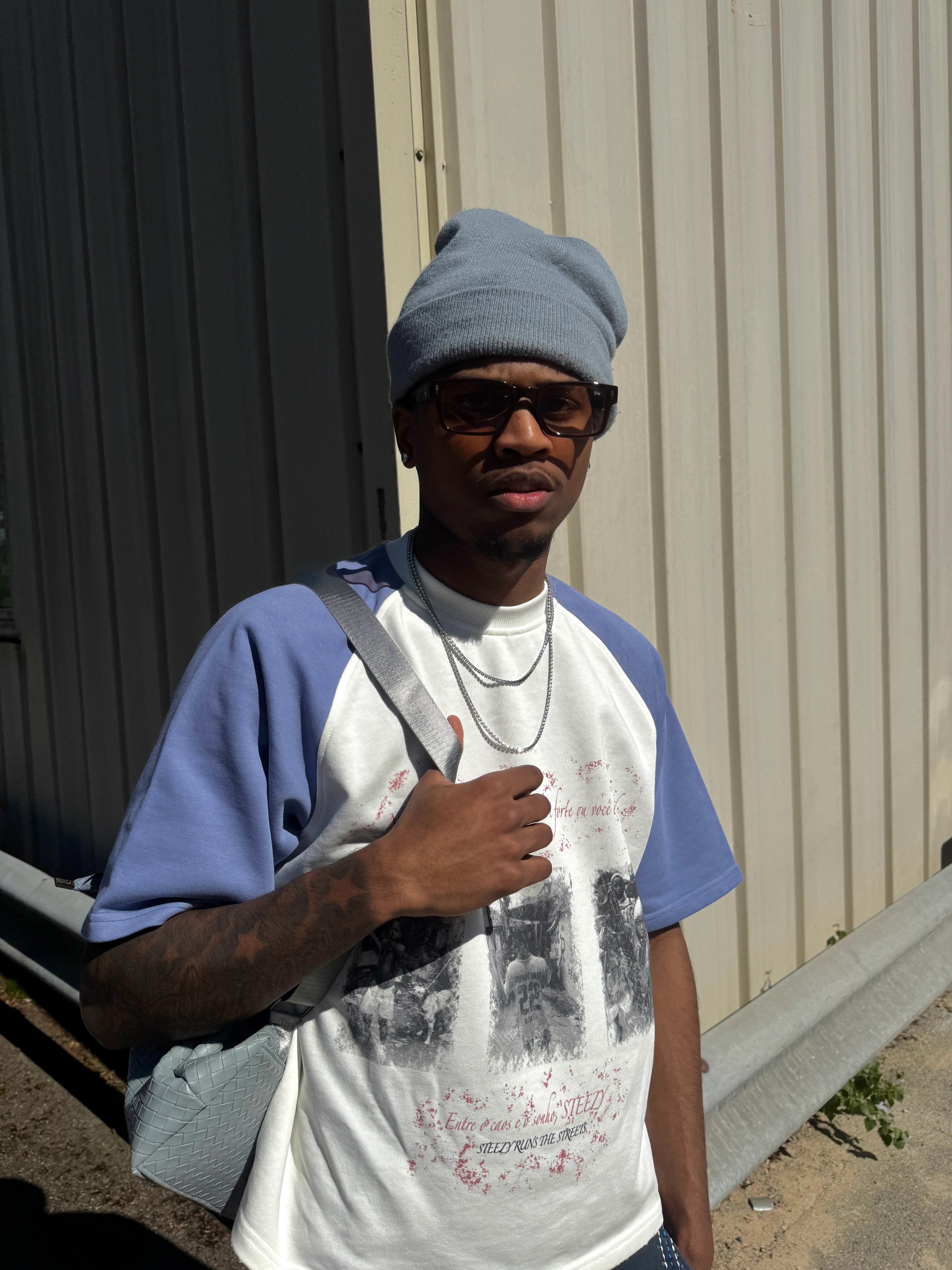 STEEZY Double Favela T-Shirt White Blue