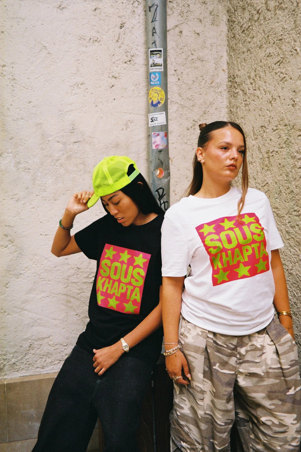 SOUSKHAPTA Pink Star T-Shirt White