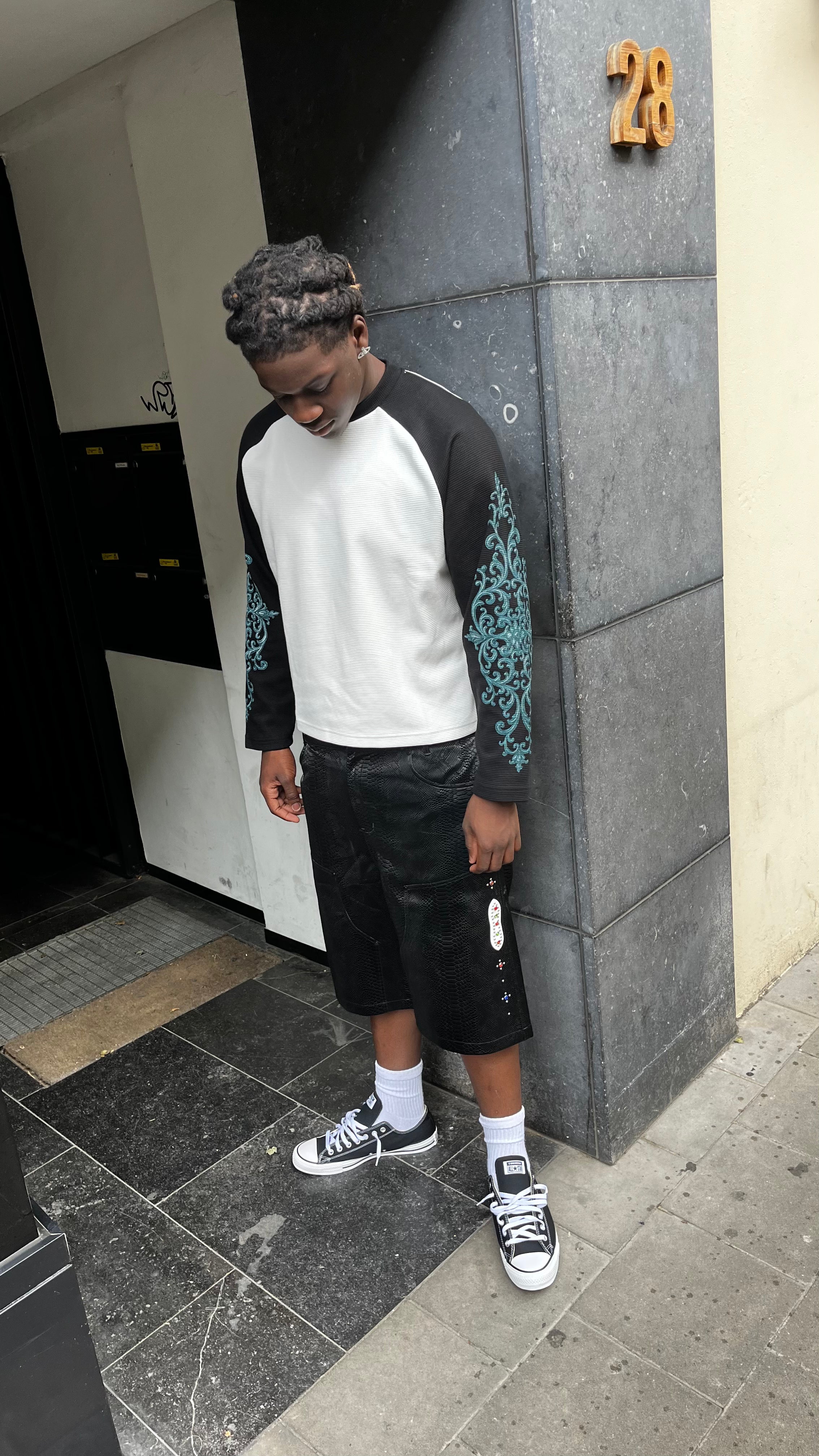 LONSOM Black Python Effect Shorts