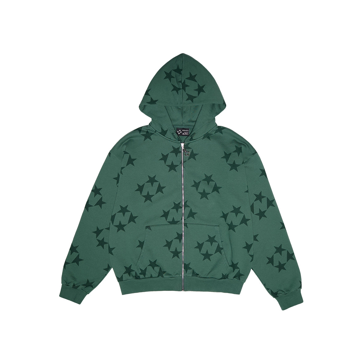 99BASED Tonal Monogram Zip Hoodie Green