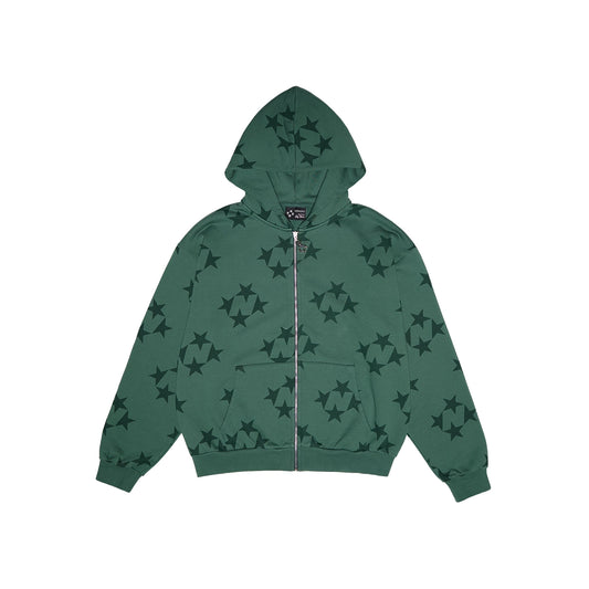 99BASED Tonal Monogram Zip Hoodie Green