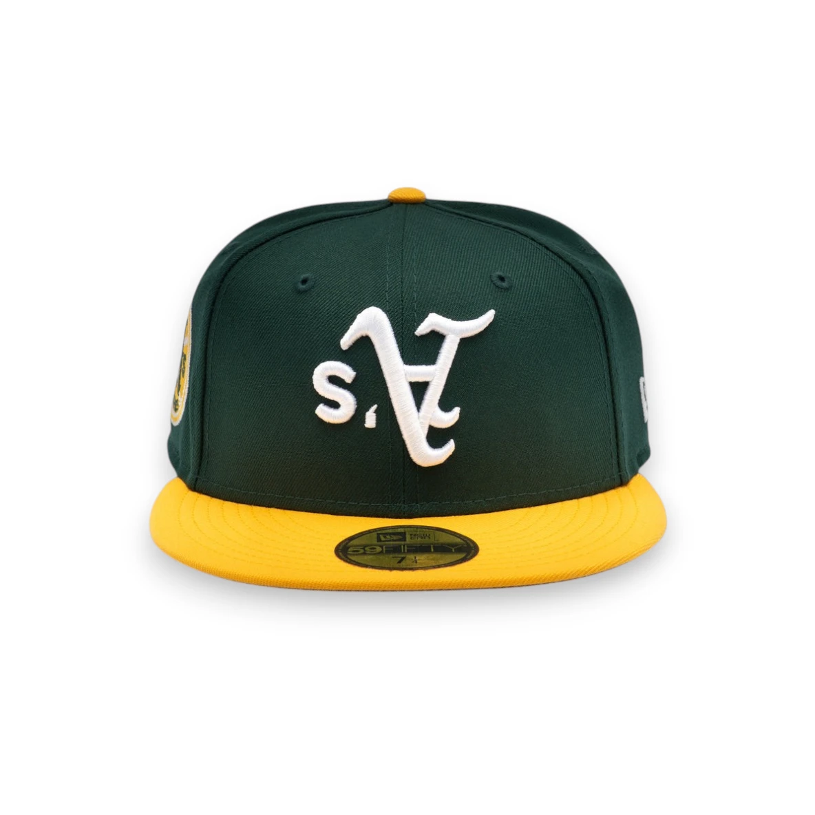 Casquette ajustée 59FIFTY NEW ERA Oakland Athletics renversée vert et jaune