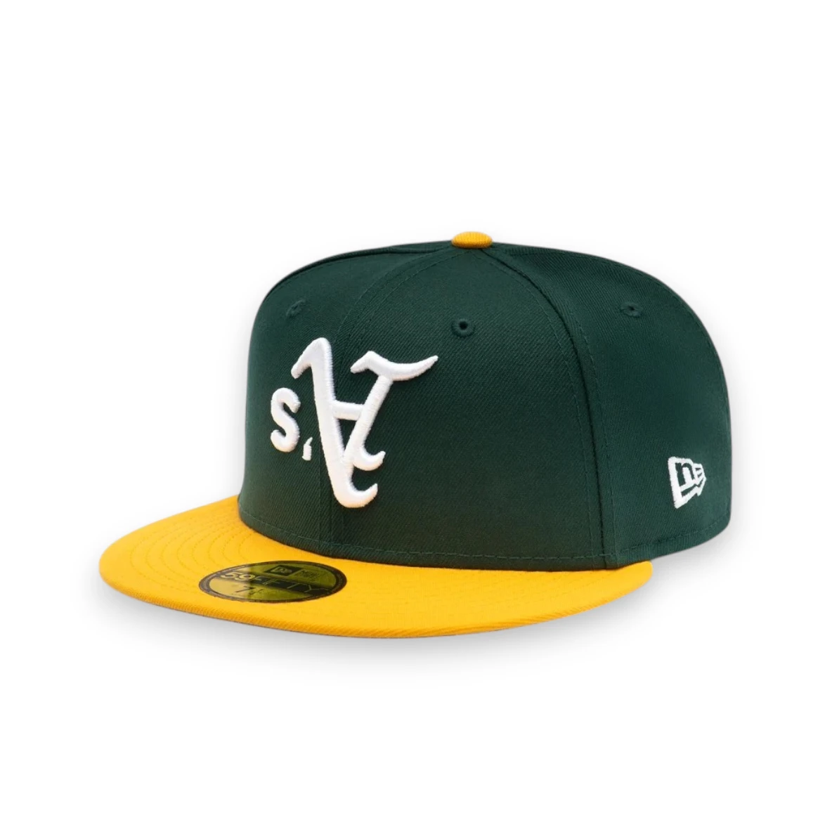 Casquette ajustée 59FIFTY NEW ERA Oakland Athletics renversée vert et jaune