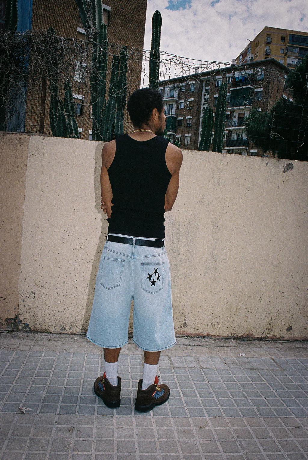 99BASED Shining Stars Denim Shorts Light Blue