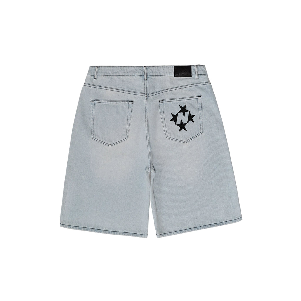 99BASED Shining Stars Denim Shorts Raw Beige