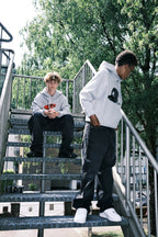 DREAMINGBUSY Painted Yankee Cap Hoodie Grey