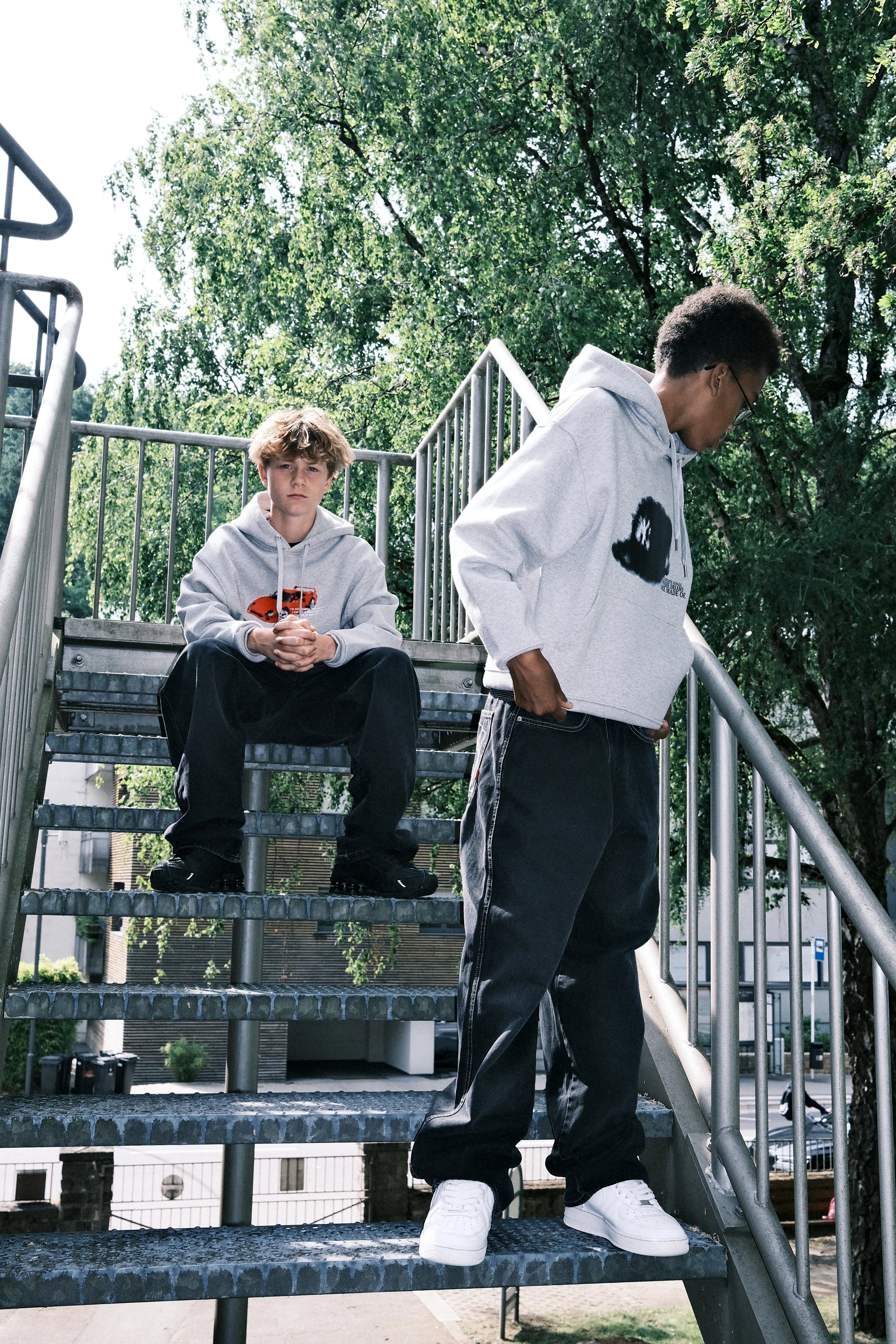 DREAMINGBUSY Painted Yankee Cap Hoodie Grey