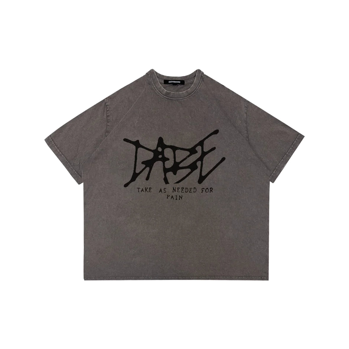 22DABE22 Washed Grey Black Logo Print T-Shirt