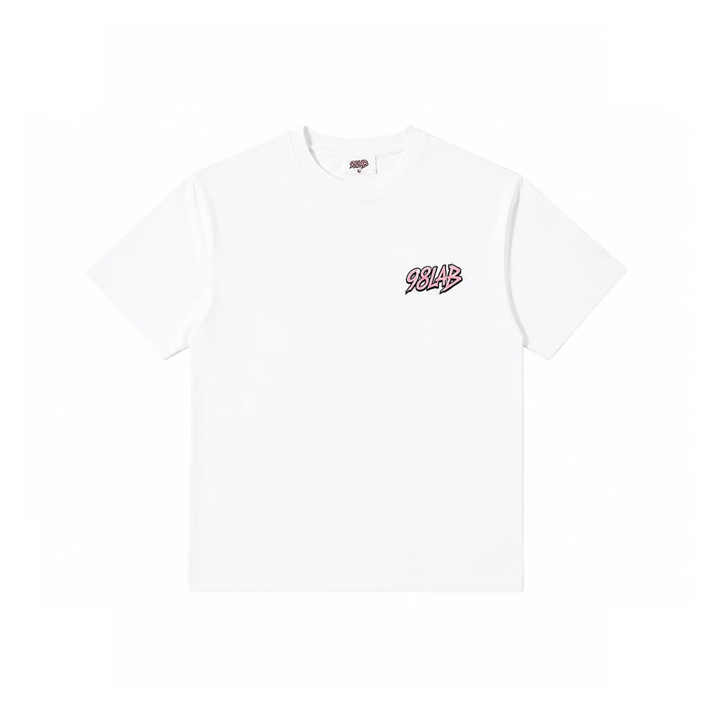 98LAB White Pink Camo Logo T-Shirt