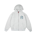 99BASED B Logo Zip Hoodie Grey Melange