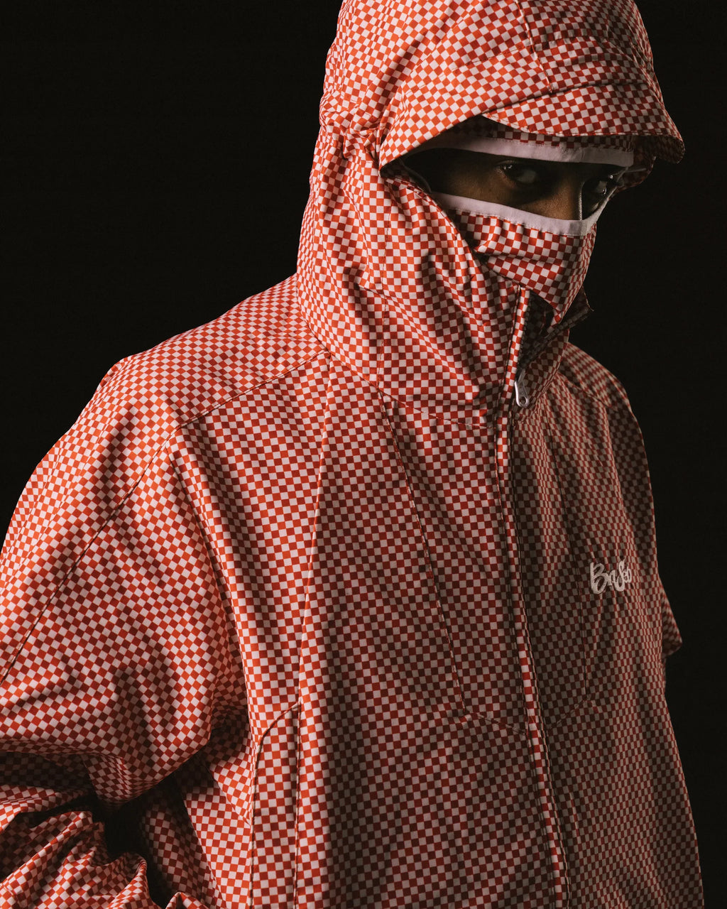 99BASED Checkboard Shell Jacket Red White