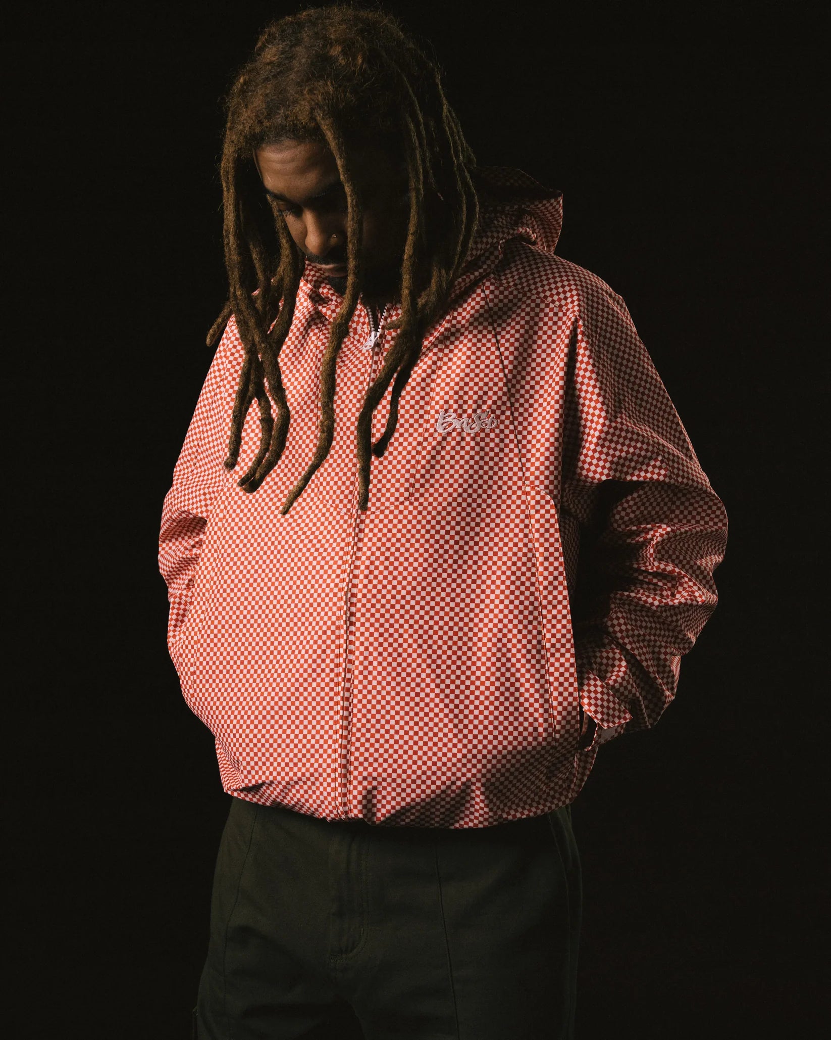 99BASED Checkboard Shell Jacket Red White