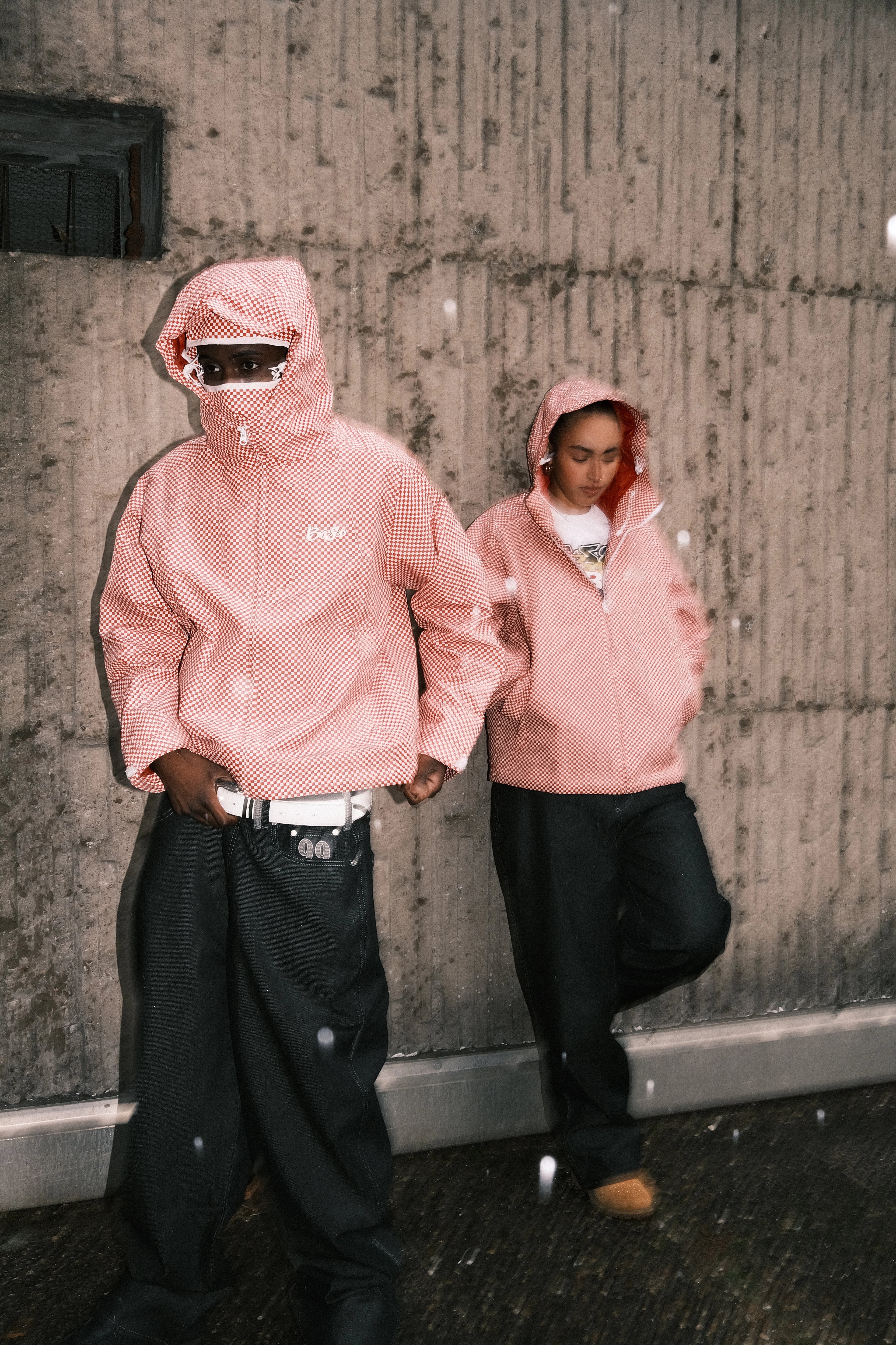 99BASED Checkboard Shell Jacket Red White