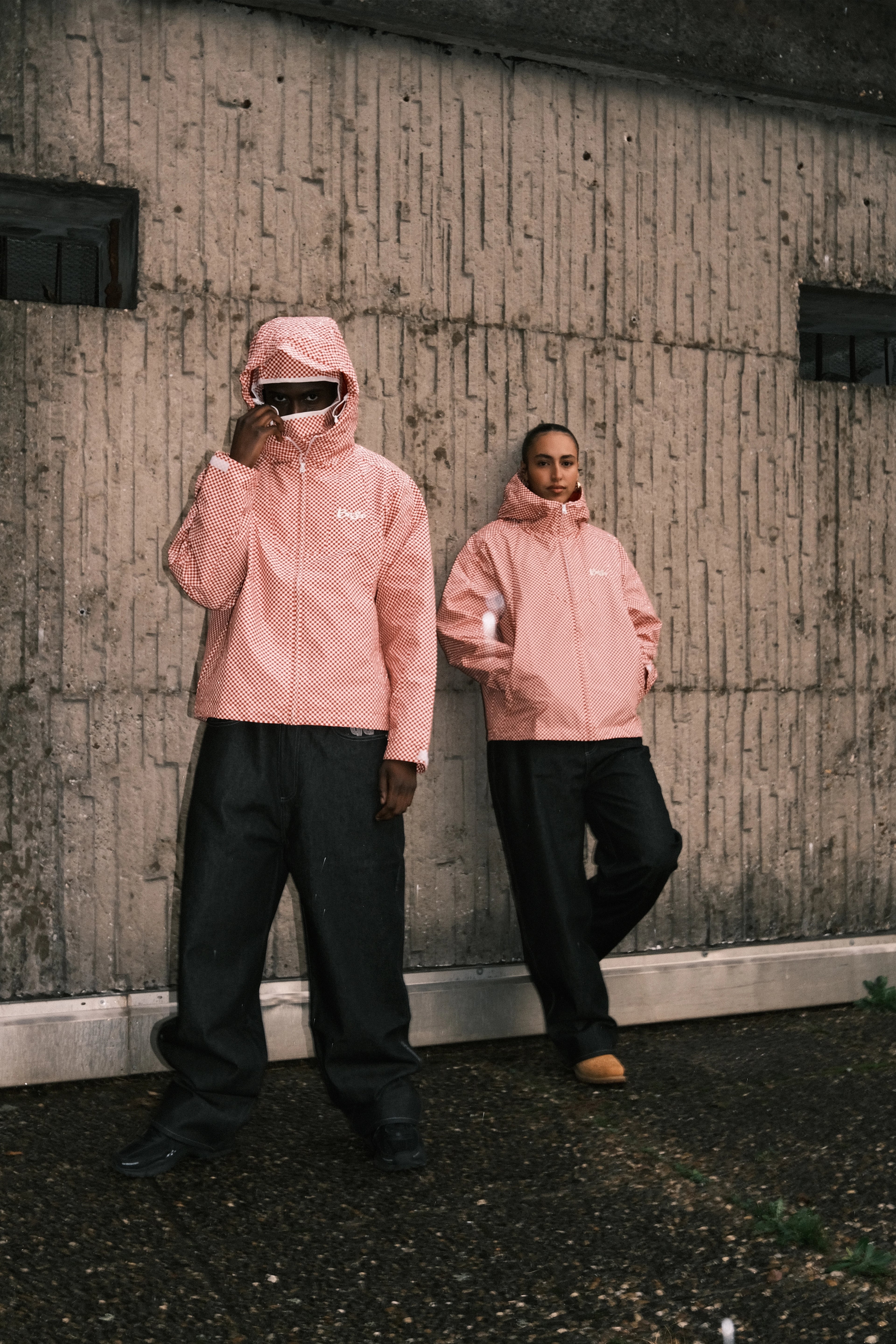 99BASED Checkboard Shell Jacket Red White