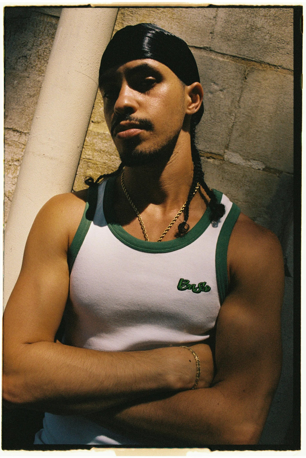 99BASED Contrast Combat Tank Top White Green