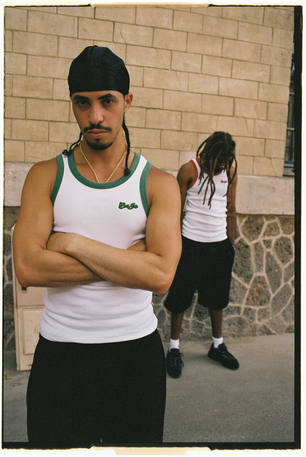 99BASED Contrast Combat Tank Top White Green
