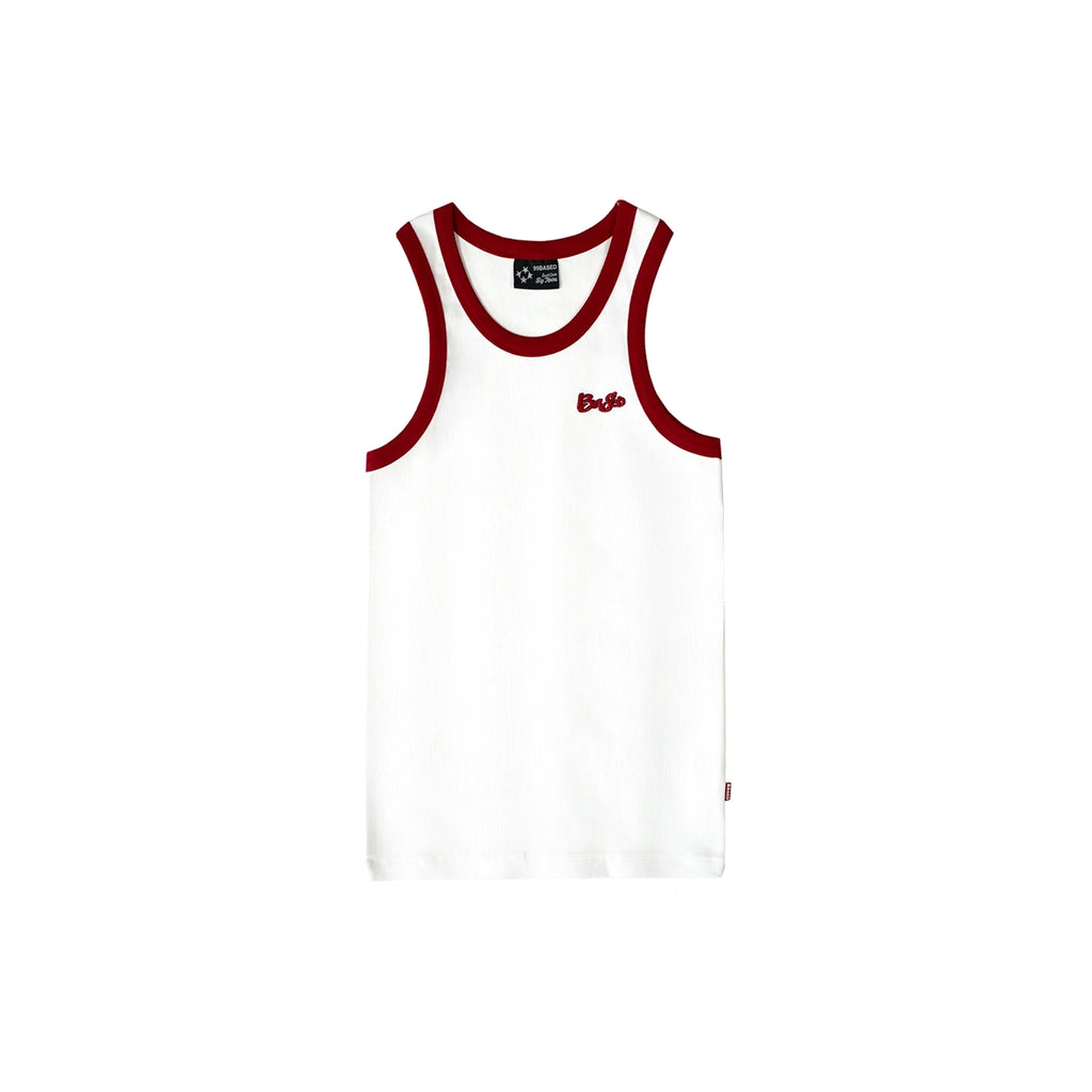 99BASED Contrast Combat Tank Top White Red