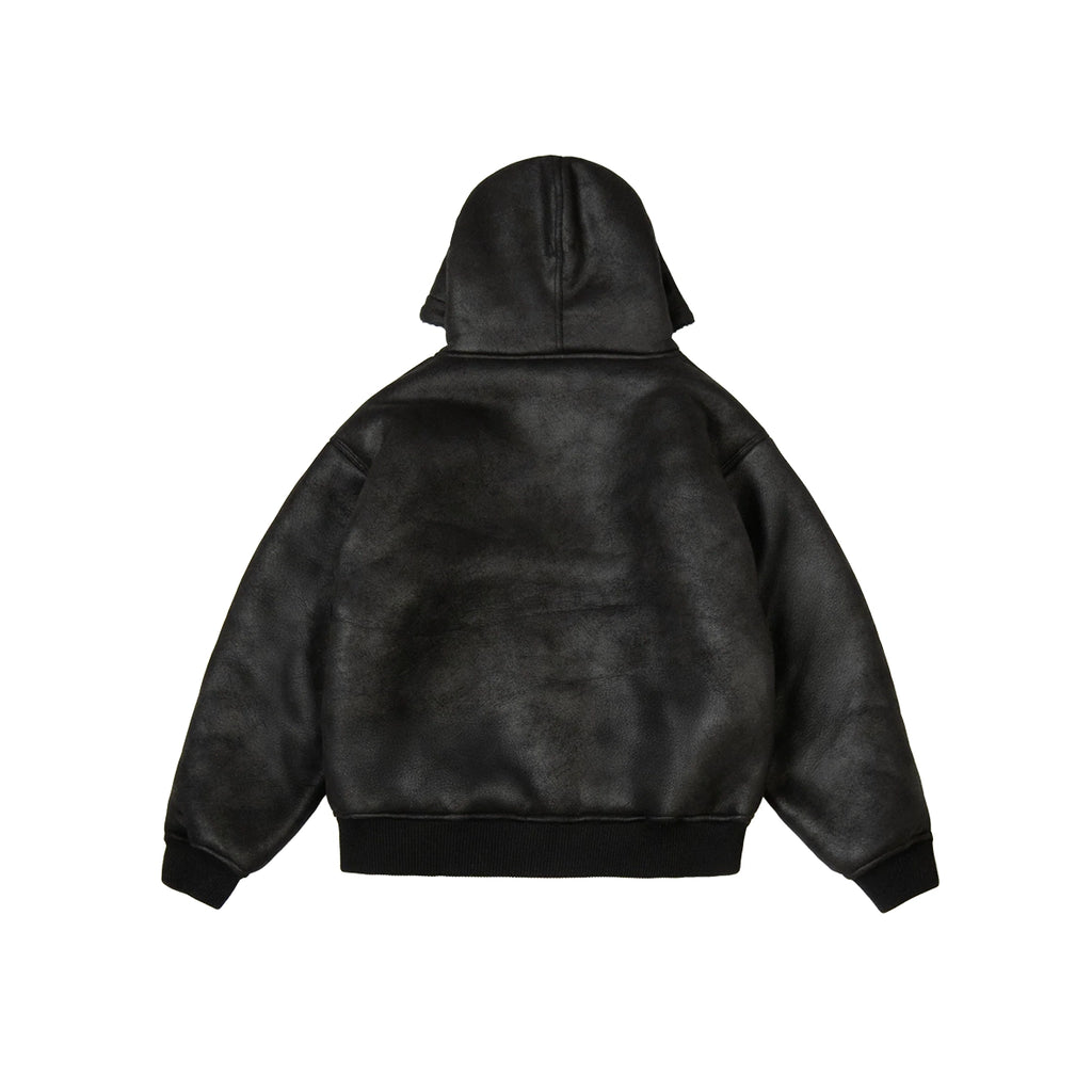 99BASED Daily Leather Shearling Jacket Black