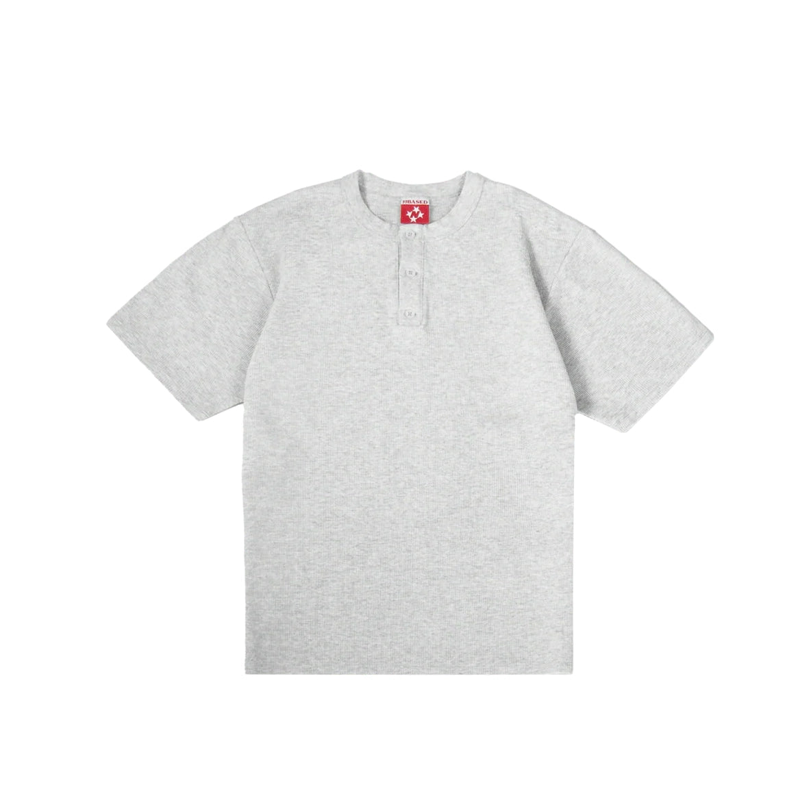 99BASED Daily Slim Button Up Waffle T-Shirt Grey Melange