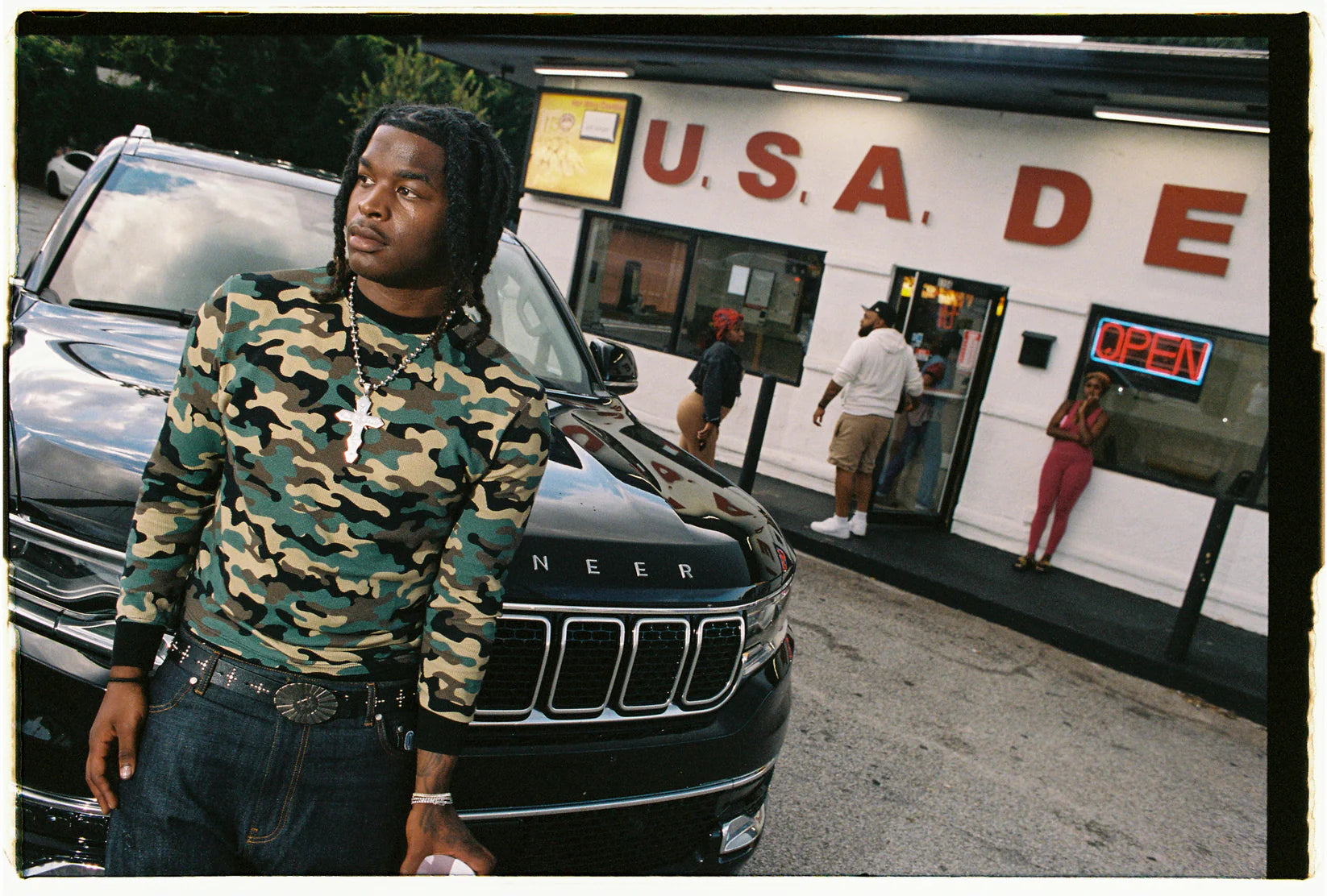 99BASED Daily Slim Waffle Longsleeve Camo