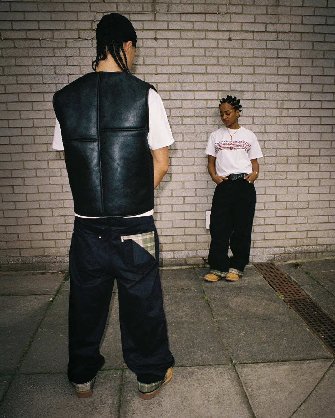 99BASED Double Pocket Jeans Plaid Forest