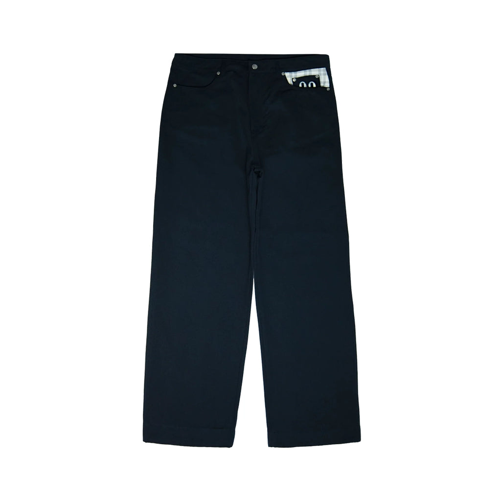 99BASED Double Pocket Pants Navy Plaid White