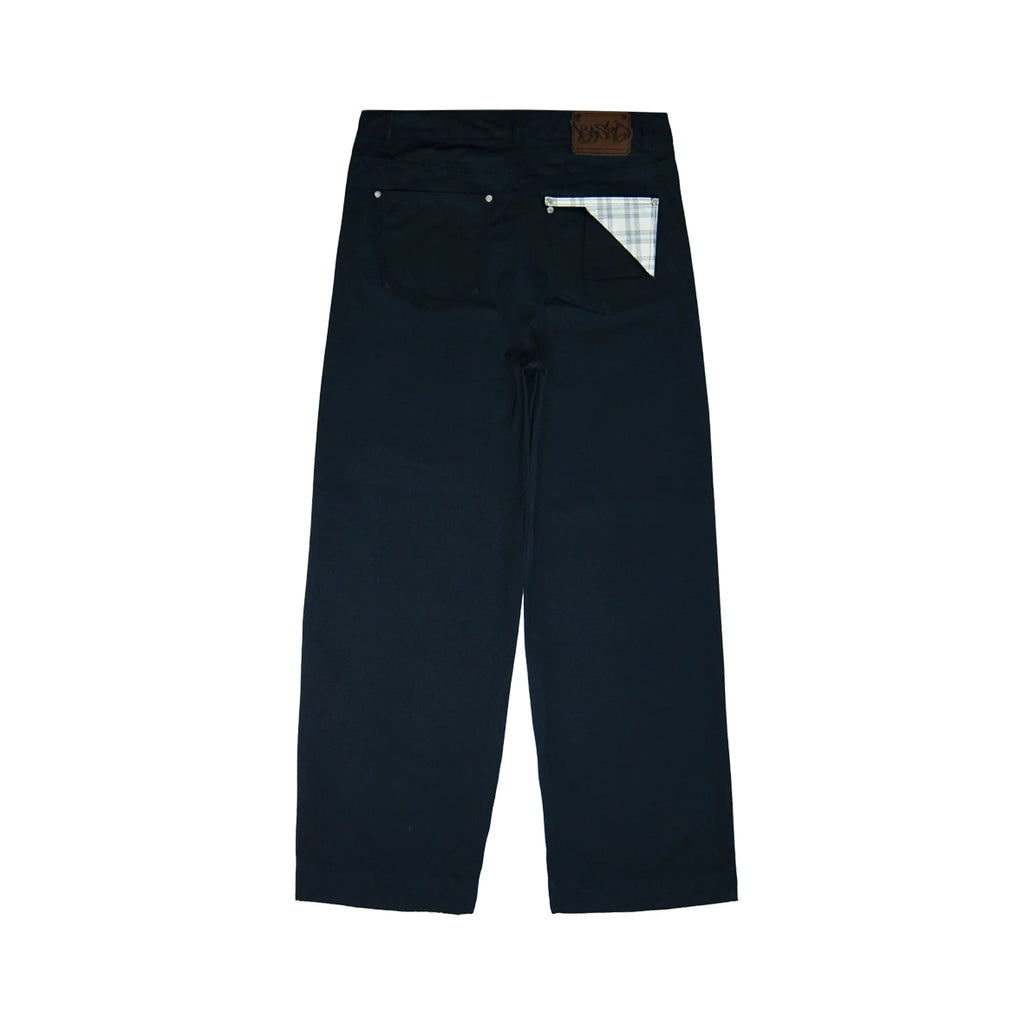 99BASED Double Pocket Pants Navy Plaid White