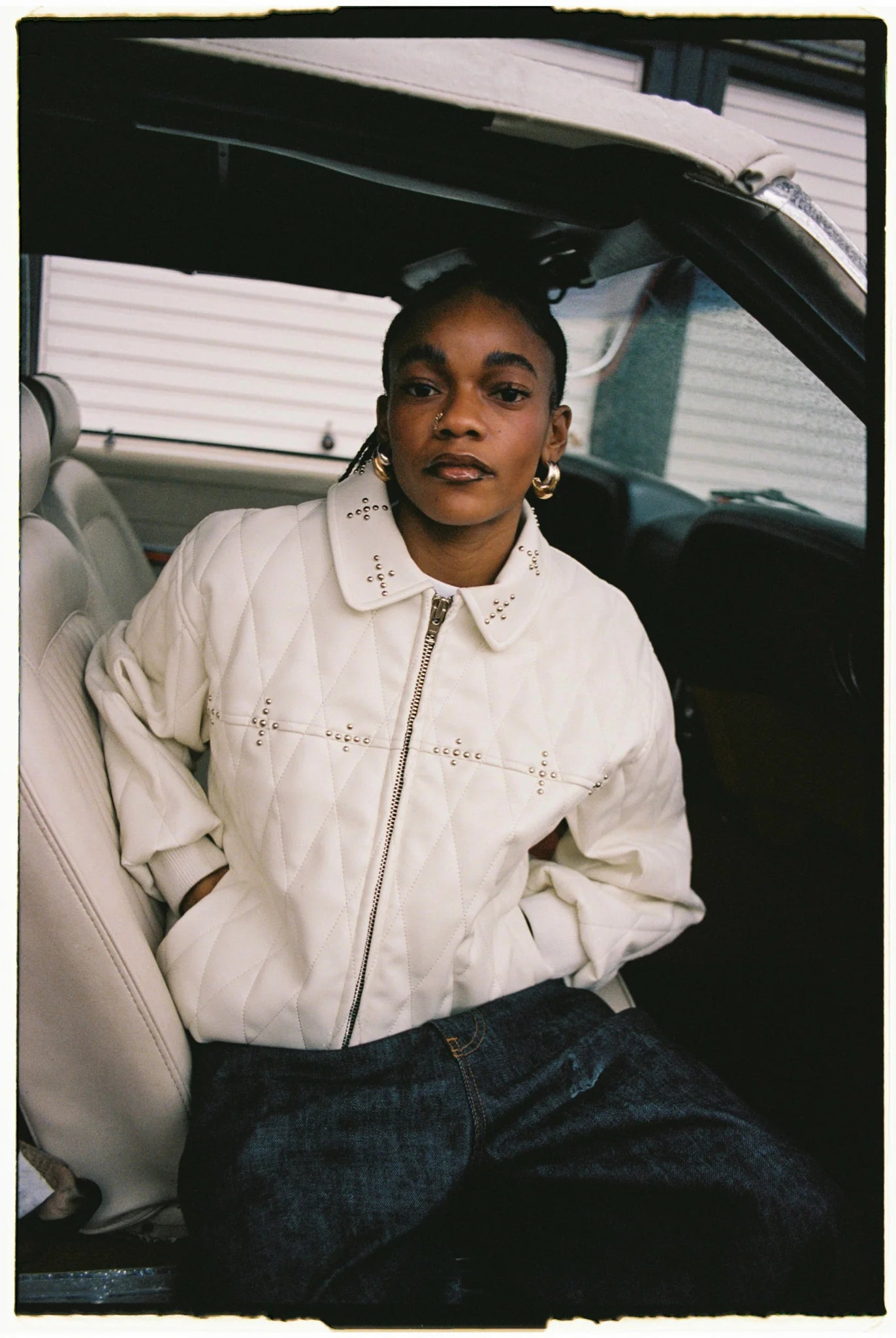 99BASED Eclipse Leather Jacket Creme