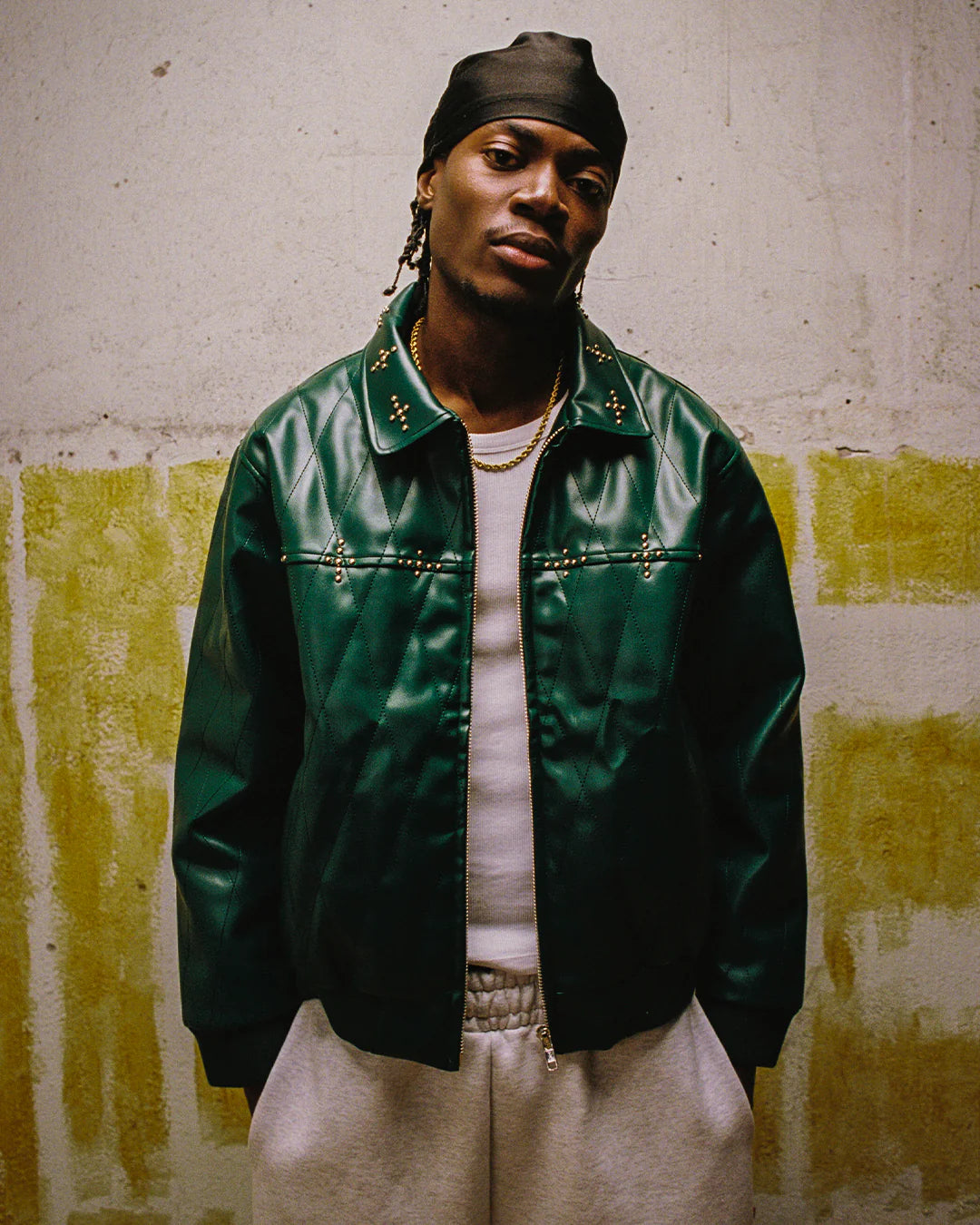 99BASED Eclipse Leather Jacket Forest Green