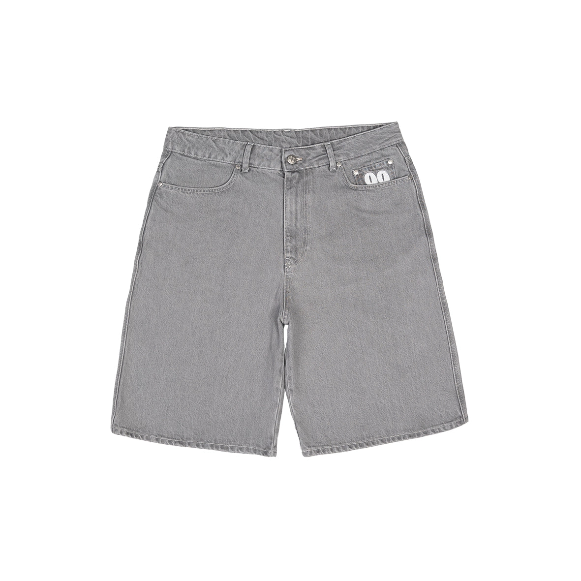 99BASED Finesse Based Denim Shorts Light Grey