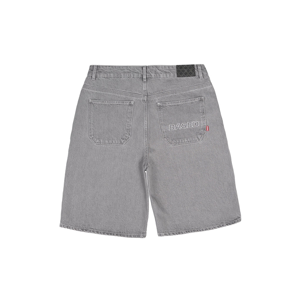 99BASED Finesse Based Denim Shorts Light Grey