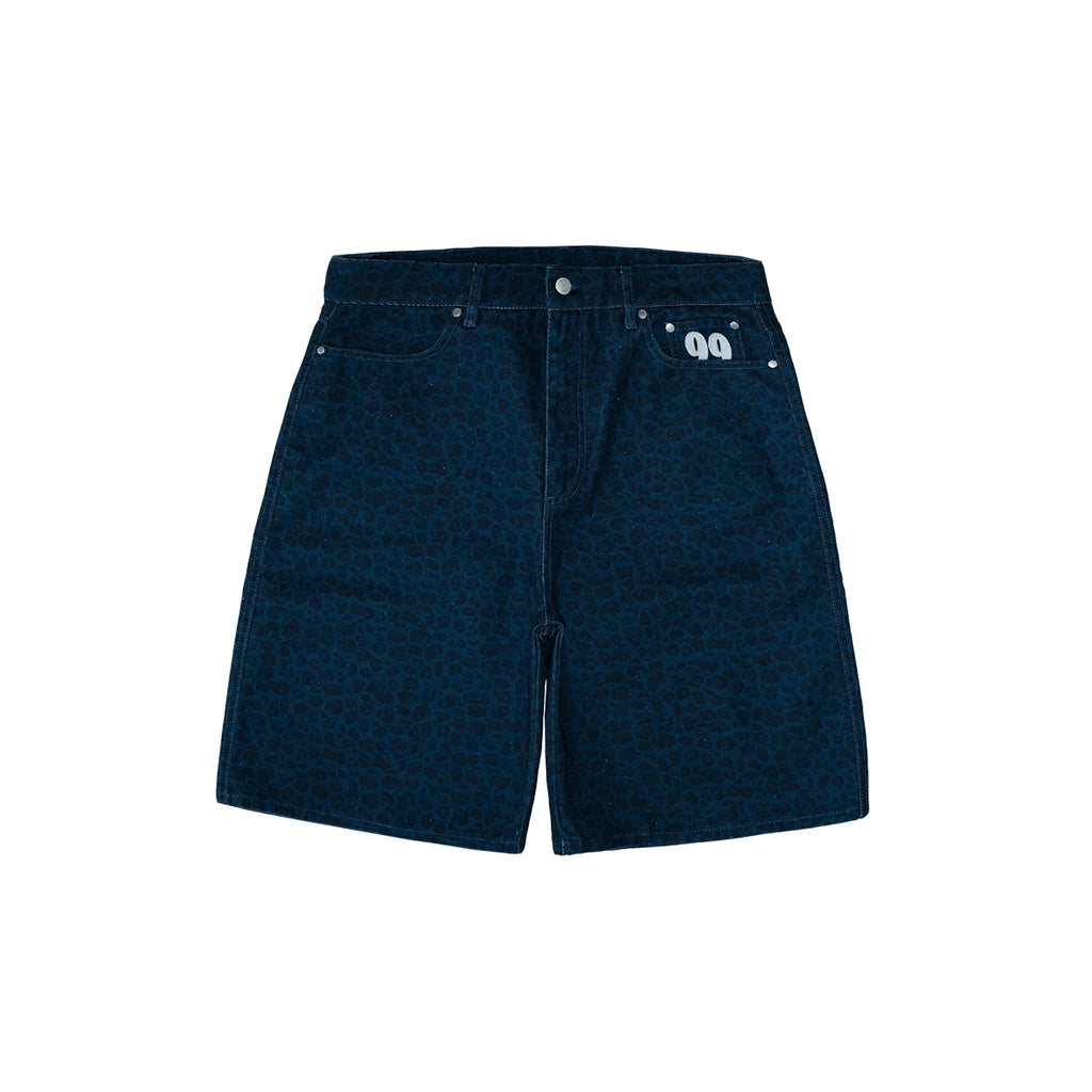 99BASED Instinct Denim Shorts Leopard Dark