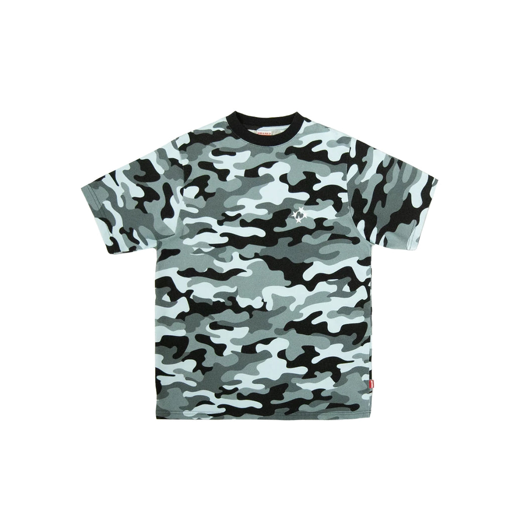 99BASED Logo Slim T-Shirt Blue Camo