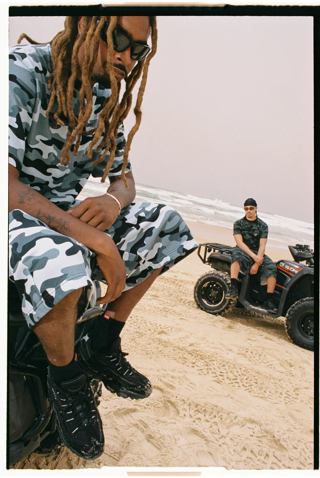 99BASED Logo Slim T-Shirt Blue Camo