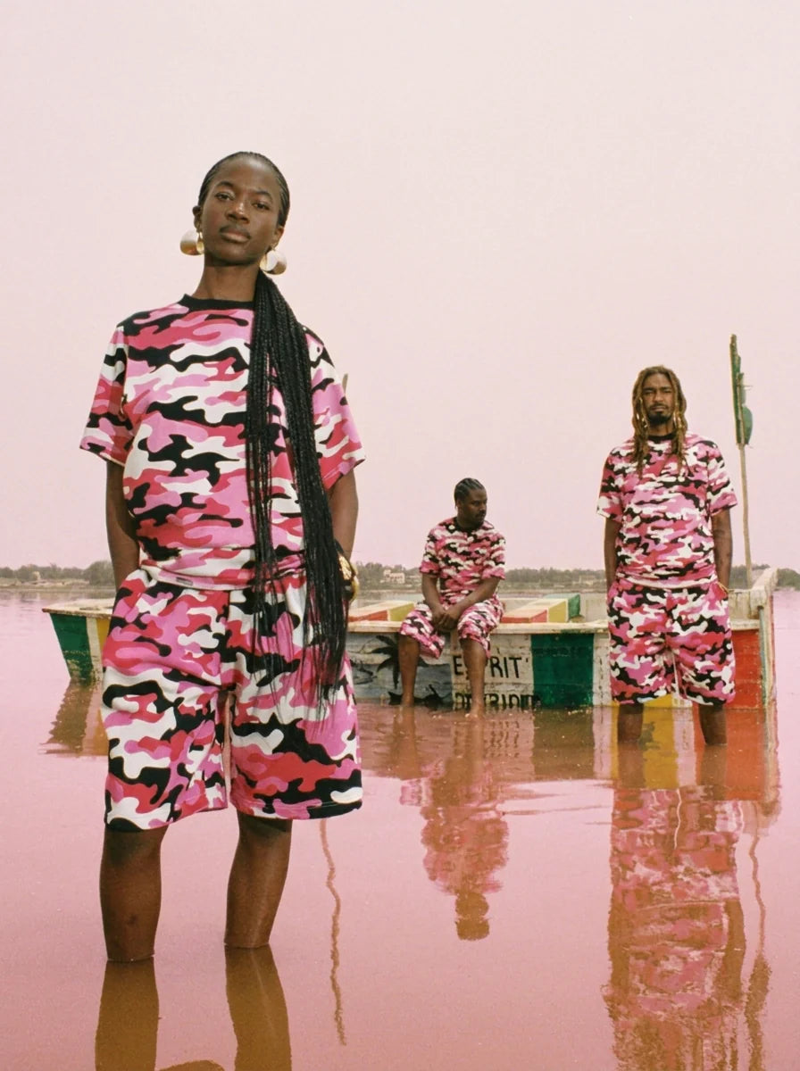 99BASED Logo Slim T-Shirt Pink Camo
