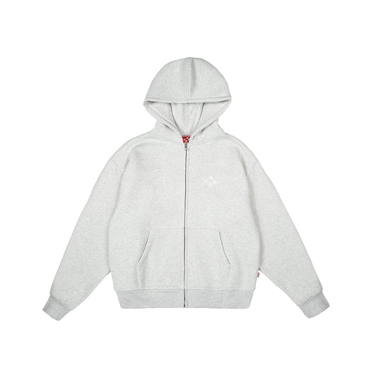 99BASED Logo Zip Hoodie Grey Melange